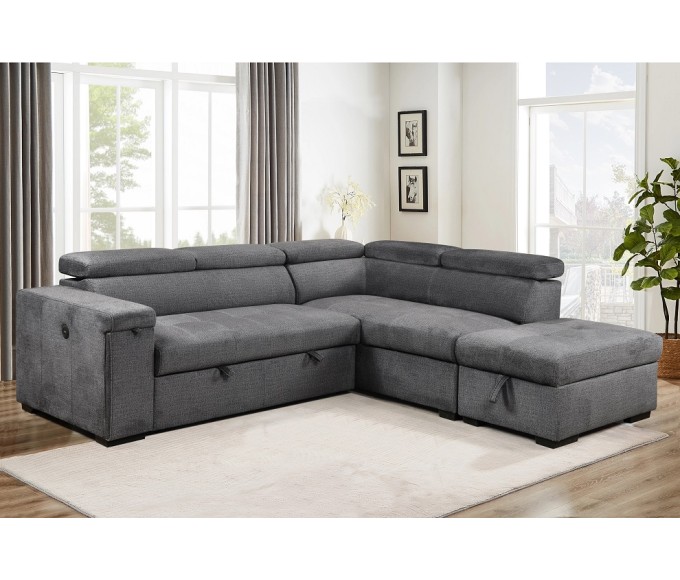 Charleston Sofa Sleeper Sectional Charcoal Fabric